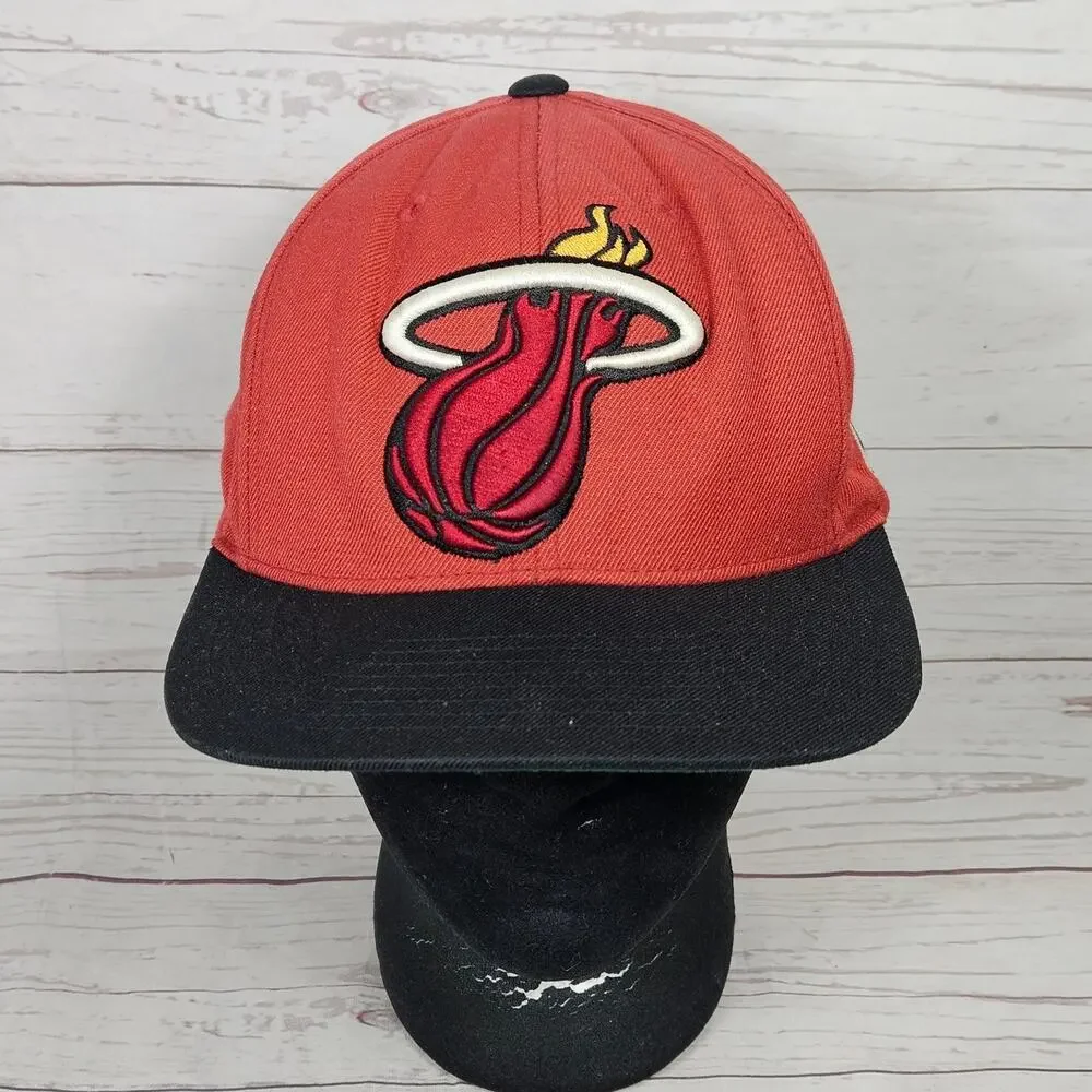 Miami Heat Mitchell & Ness Snapback Hat Adjustable Red Black NBA Logo Men's